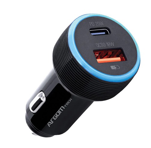 Cargador ArgomCarga Rapida Dual 38W - USB Type C y USB - ARG-AC-0118BK