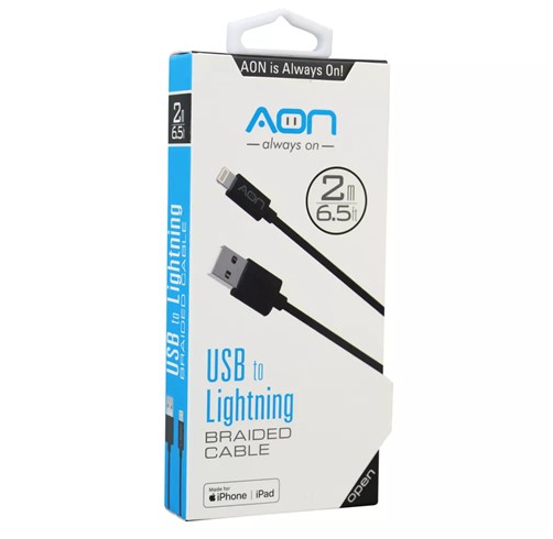 Cable AON USB-C a Lightning 2m Negro - AO-CB-1004